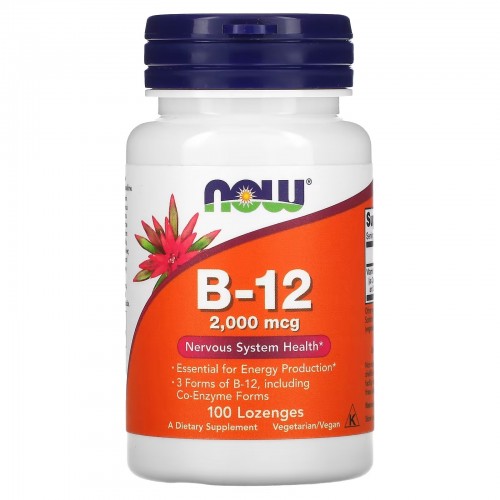 NOW Foods, B-12, 2000 мкг, 100 леденцов NOW Foods, B-12, 2000 мкг, 100 леденцов